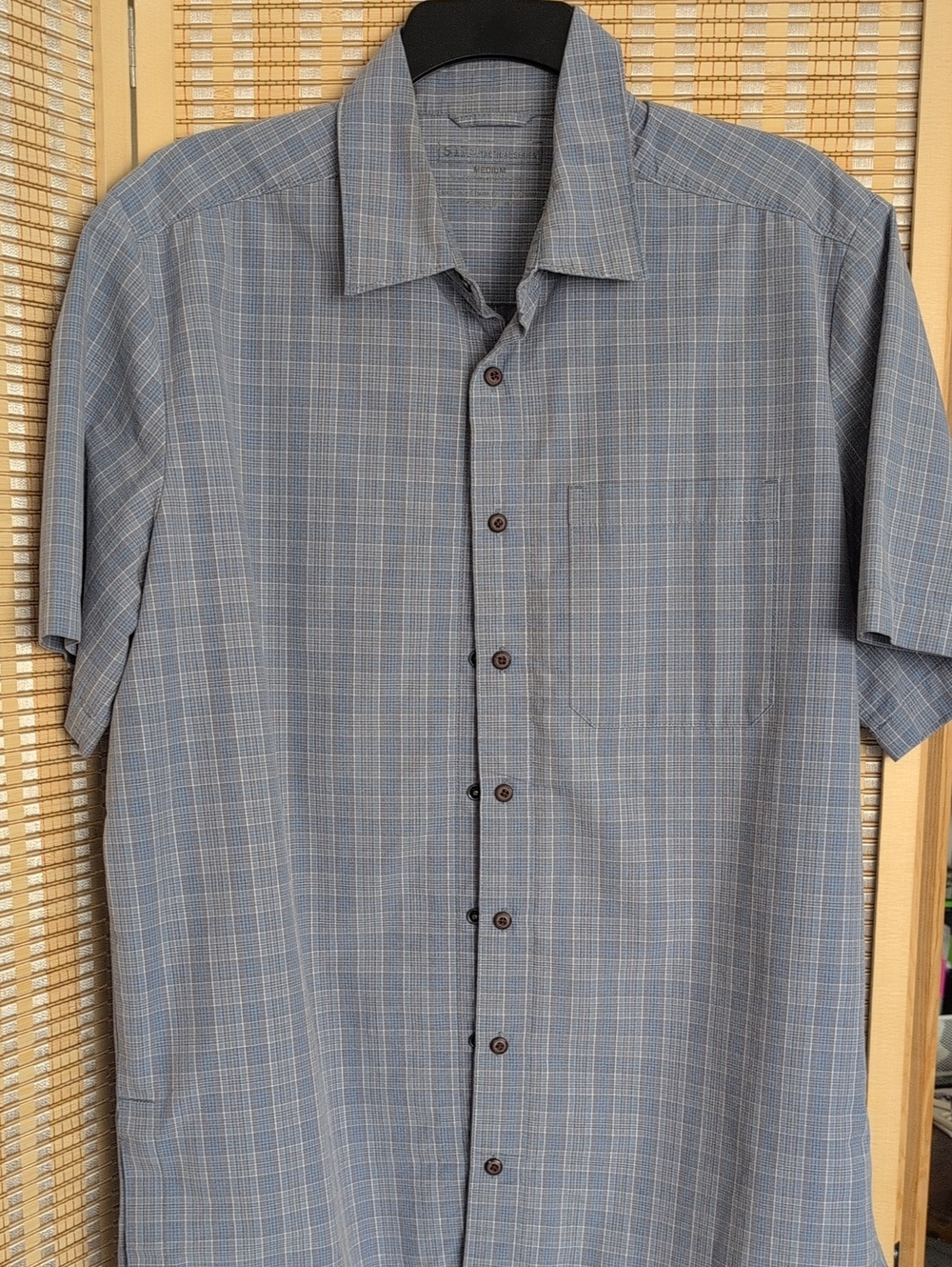 5.11 Tactical Men’s Faux Button -  Snap-Up Shirt - Medium - Light Blue/Tan Plaid